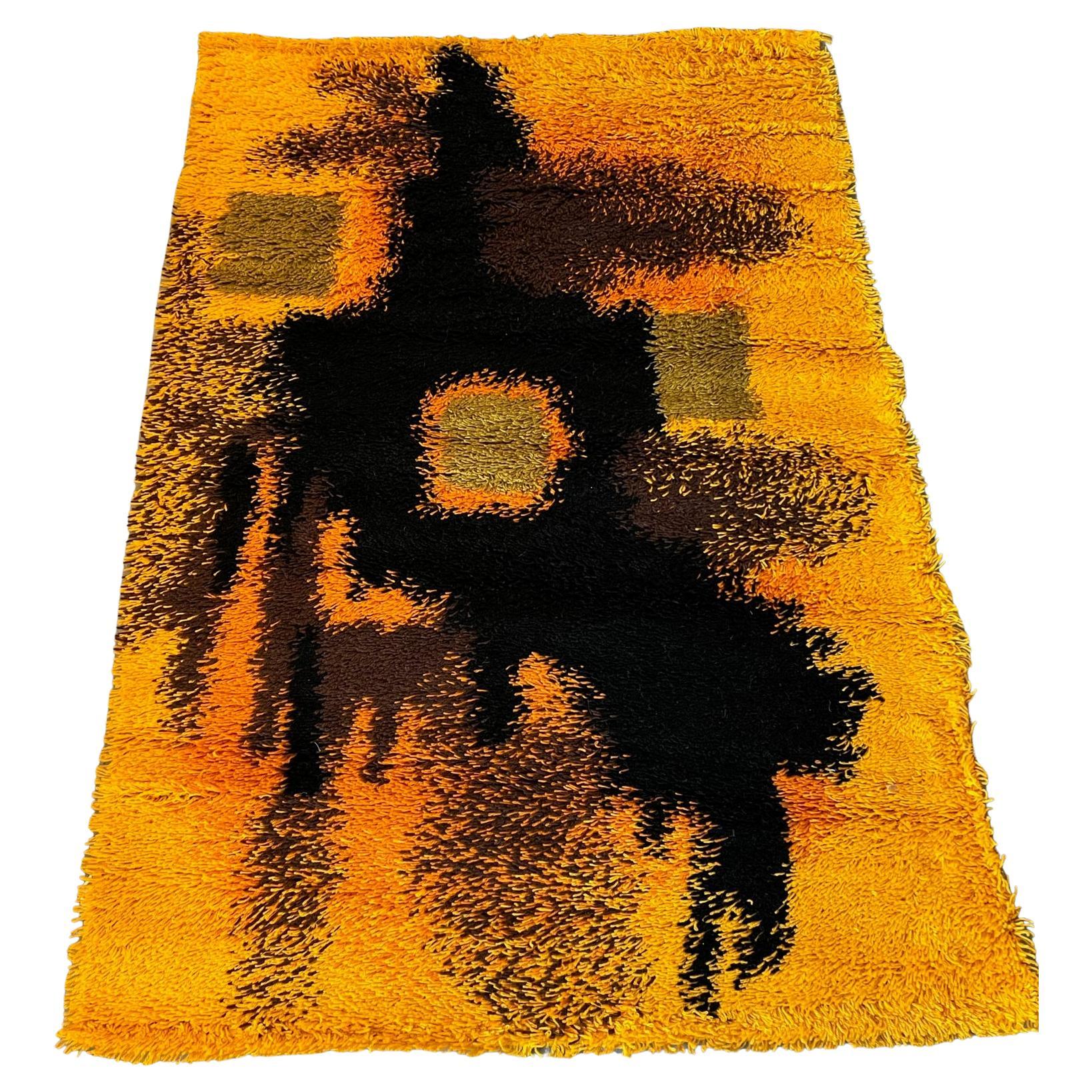 60's BELLE RYA UNUSED Wool Danish Rug Abstract Scandinavian Mid Century Modern