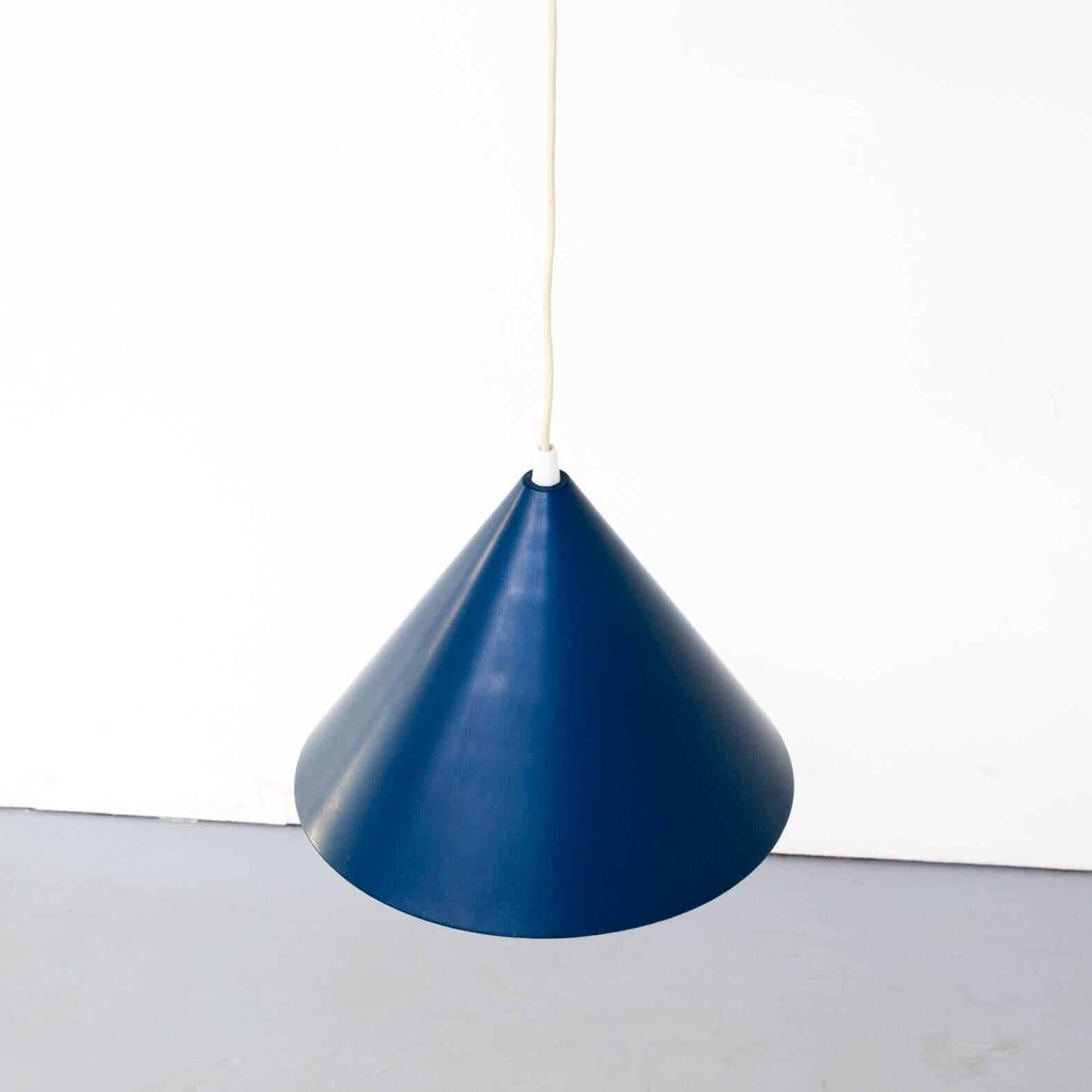 Mid-Century Modern 1960s Blue Metal Hanging Lamp, Hoogervorst Anvia For Sale