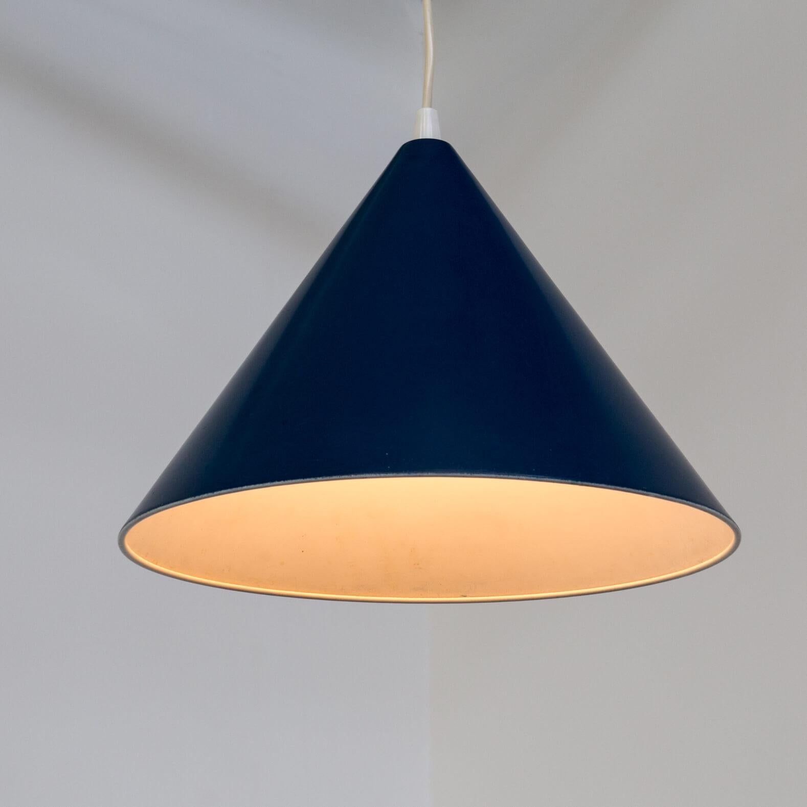 Dutch 1960s Blue Metal Hanging Lamp, Hoogervorst Anvia For Sale