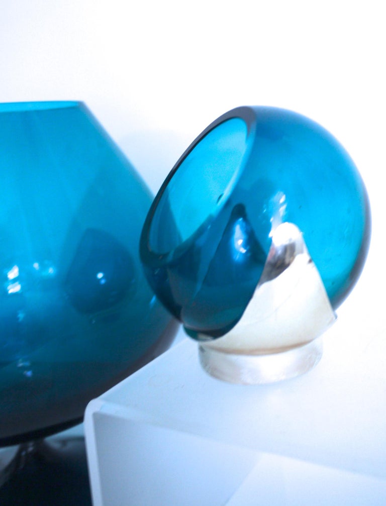 1960s Brandy Glass Vase ELME Glasbruk and ''Party Kugel'' W German