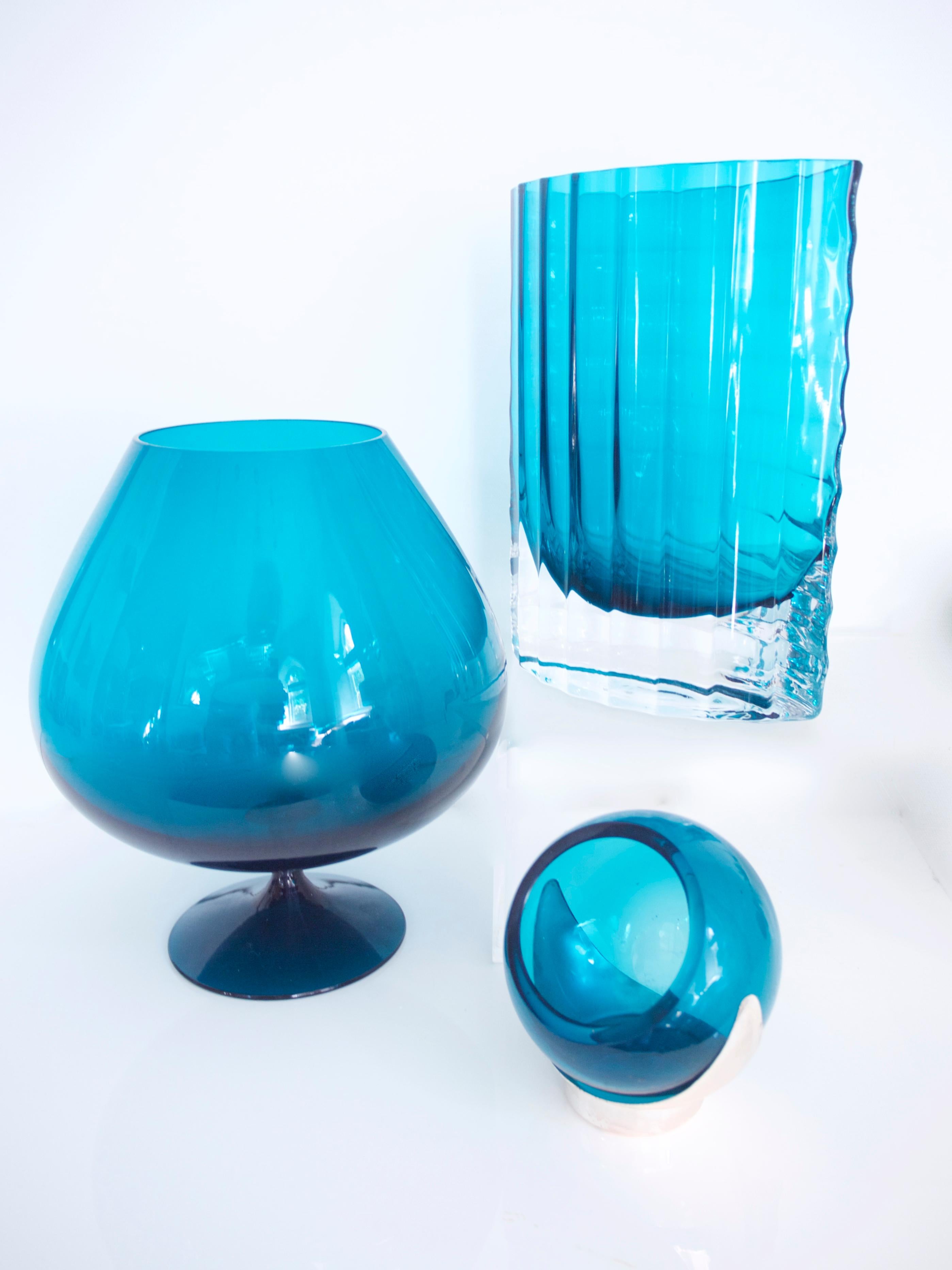 Mid-20th Century 1960s Brandy Glass Vase ELME Glasbruk and 'Party Kugel' W German Space Age For Sale