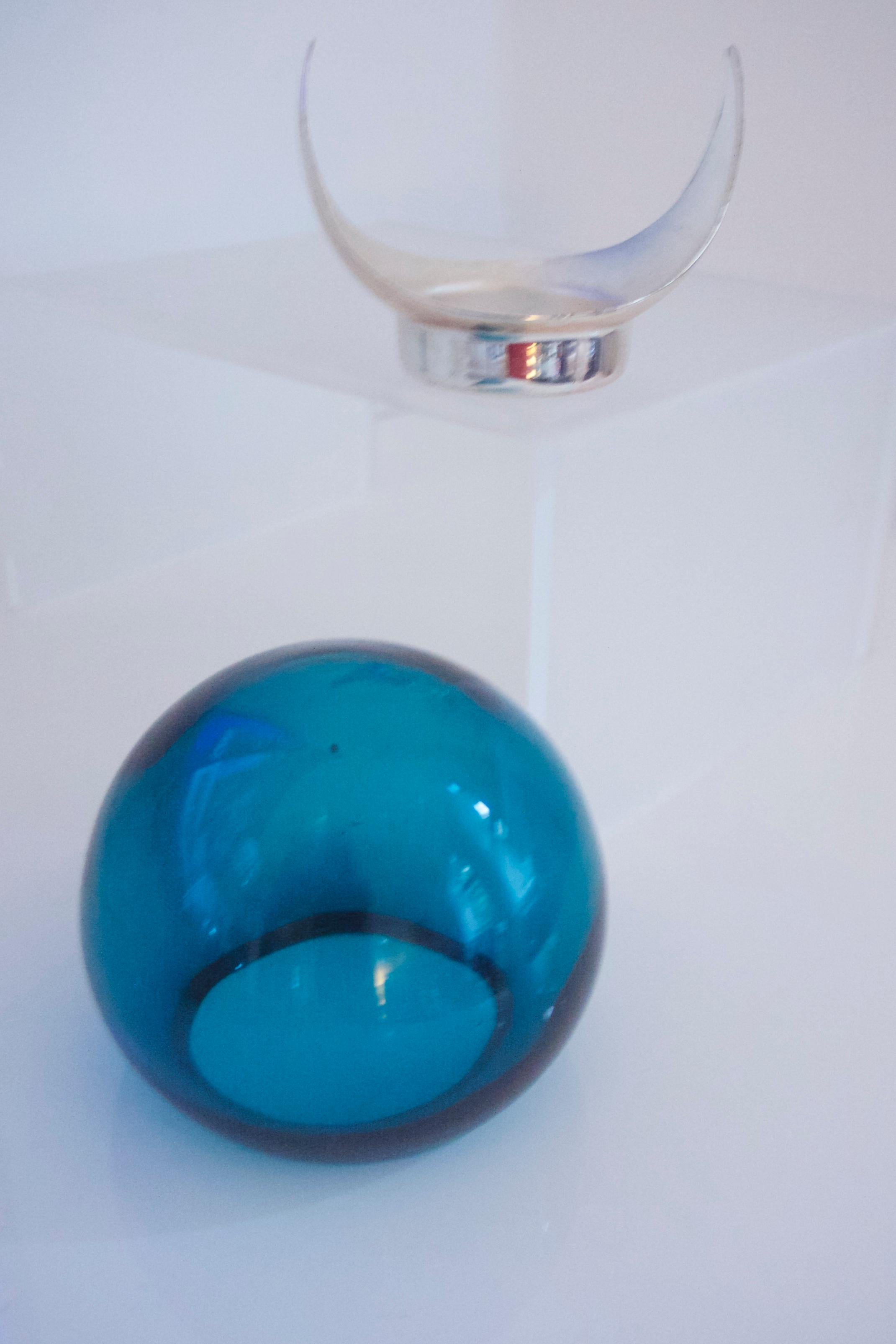 Blown Glass 1960s Brandy Glass Vase ELME Glasbruk and 'Party Kugel' W German Space Age For Sale