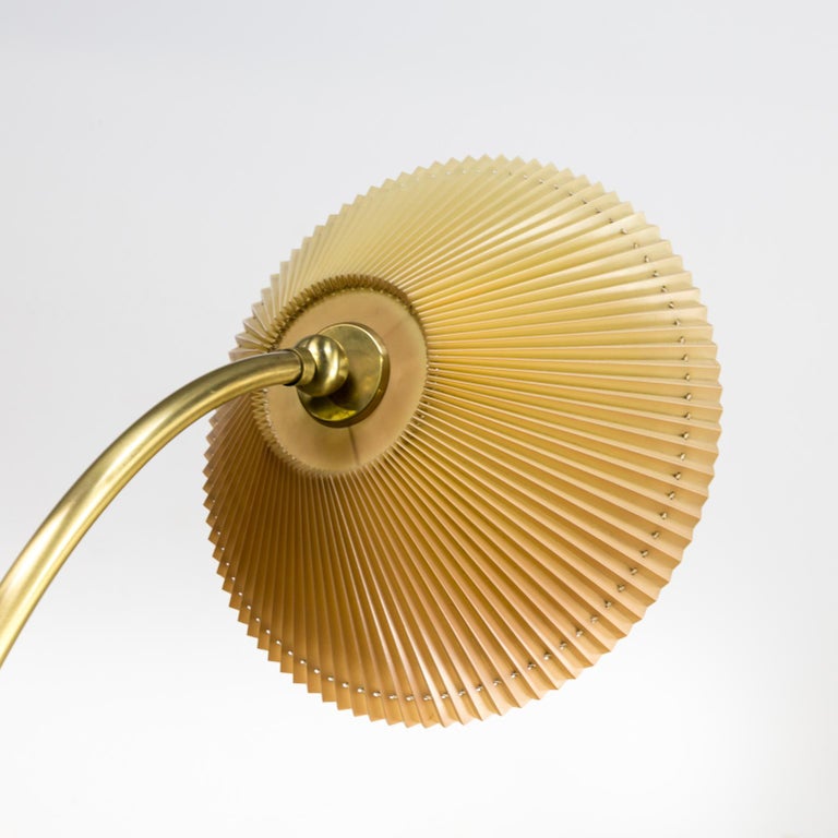1960s Brass Arc Floor Lamp with Adjustable Celluloid Shade ...