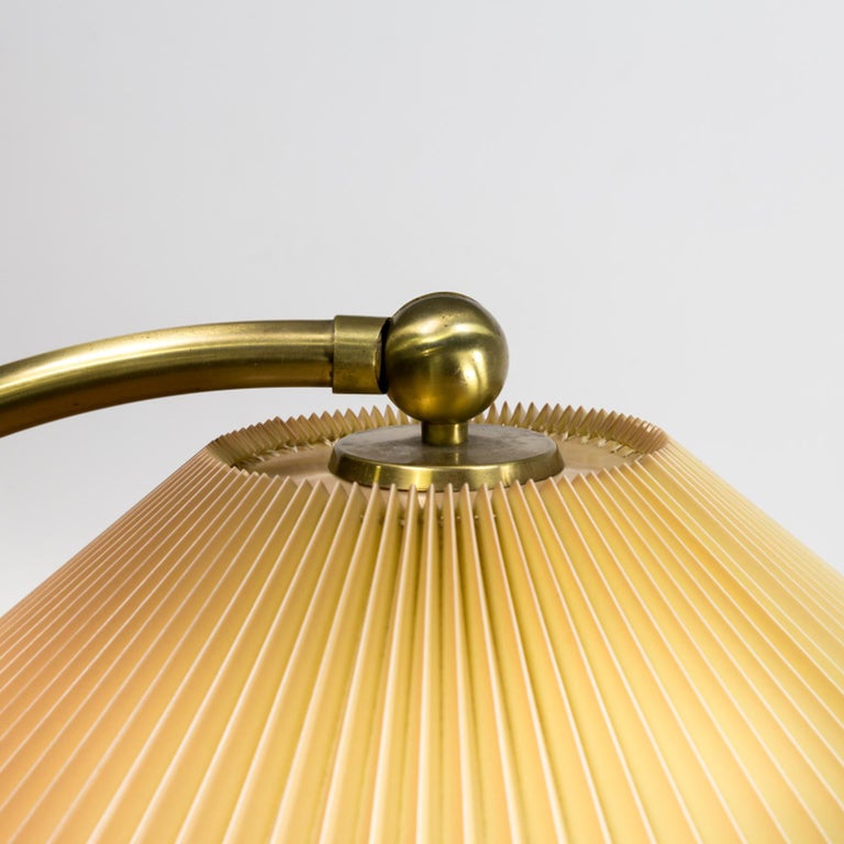 1960s Brass Arc Floor Lamp with Adjustable Celluloid Shade ...