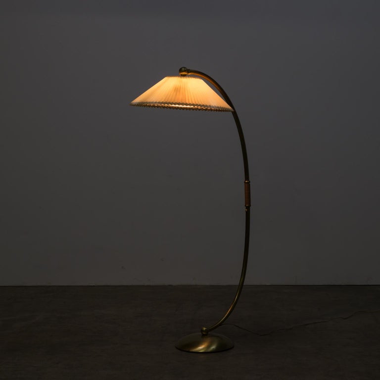 1960s Brass Arc Floor Lamp with Adjustable Celluloid Shade For Sale at ...