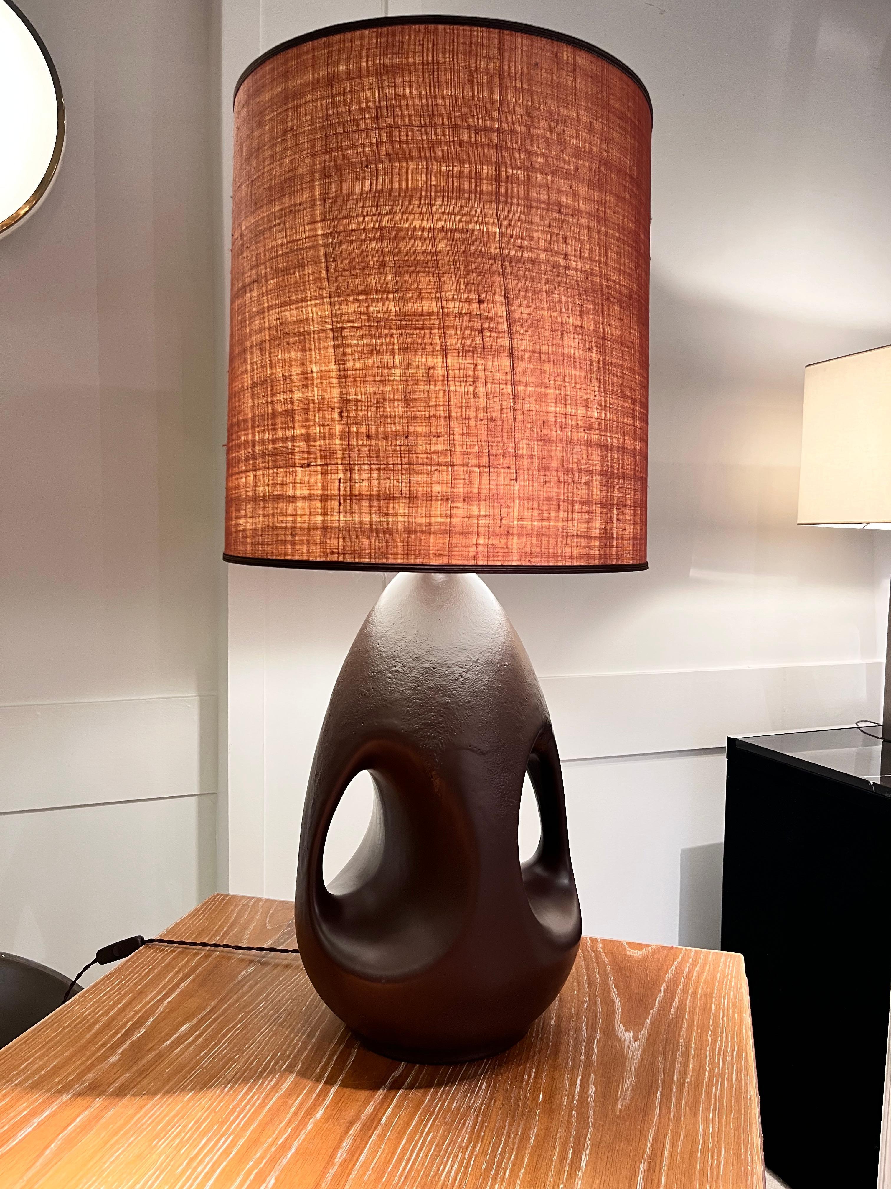 Mid-Century Modern 60s Brown Ceramic Lamp  For Sale