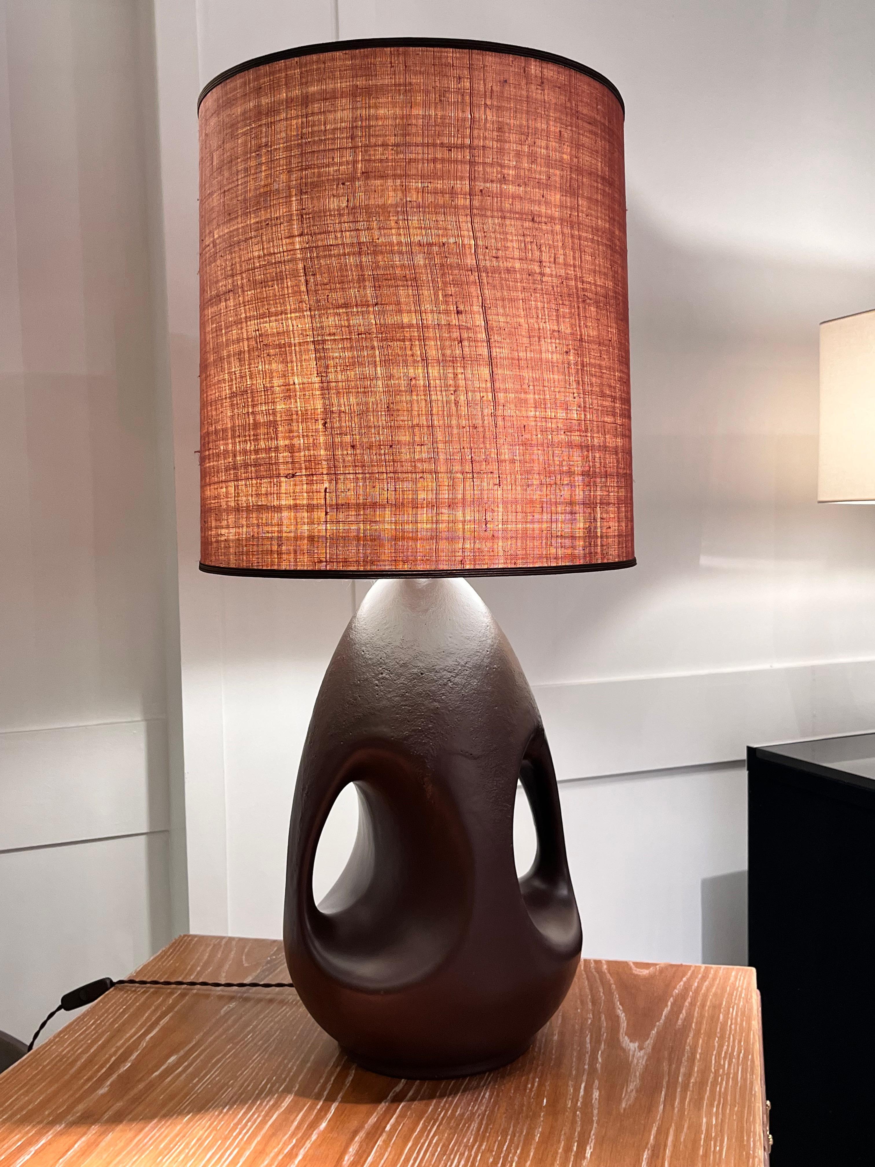 60s Brown Ceramic Lamp  In Good Condition For Sale In Saint-Ouen, FR