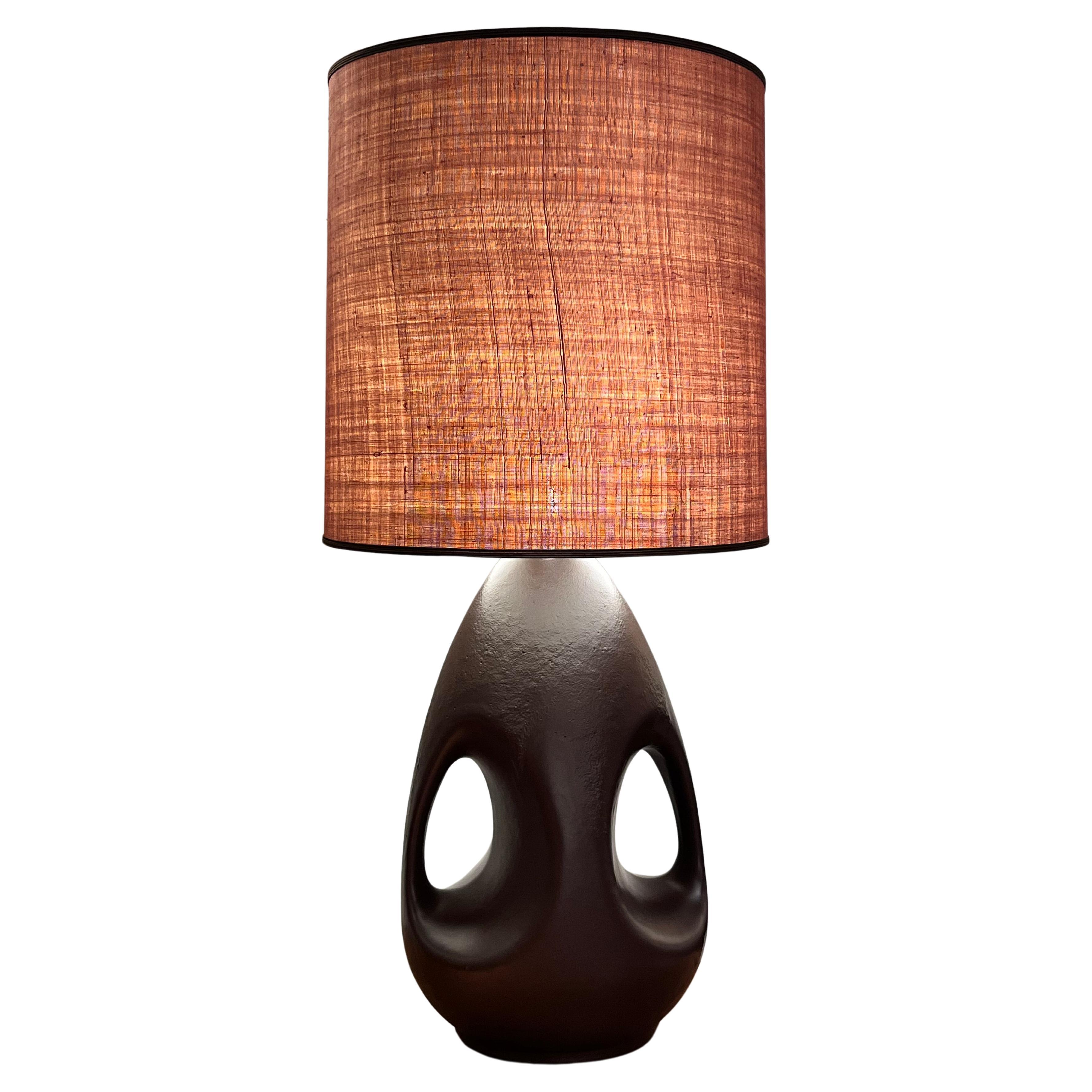 Lampe en céramique marron des années 60 