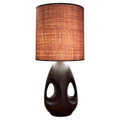 Lampe en céramique marron des années 60 