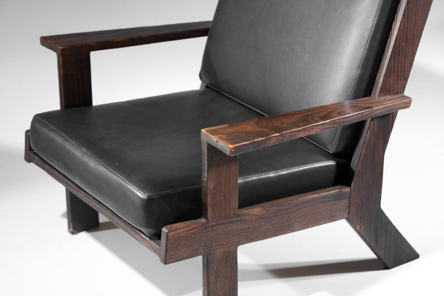 60's brushed pine armchair by Castro For Sale 8