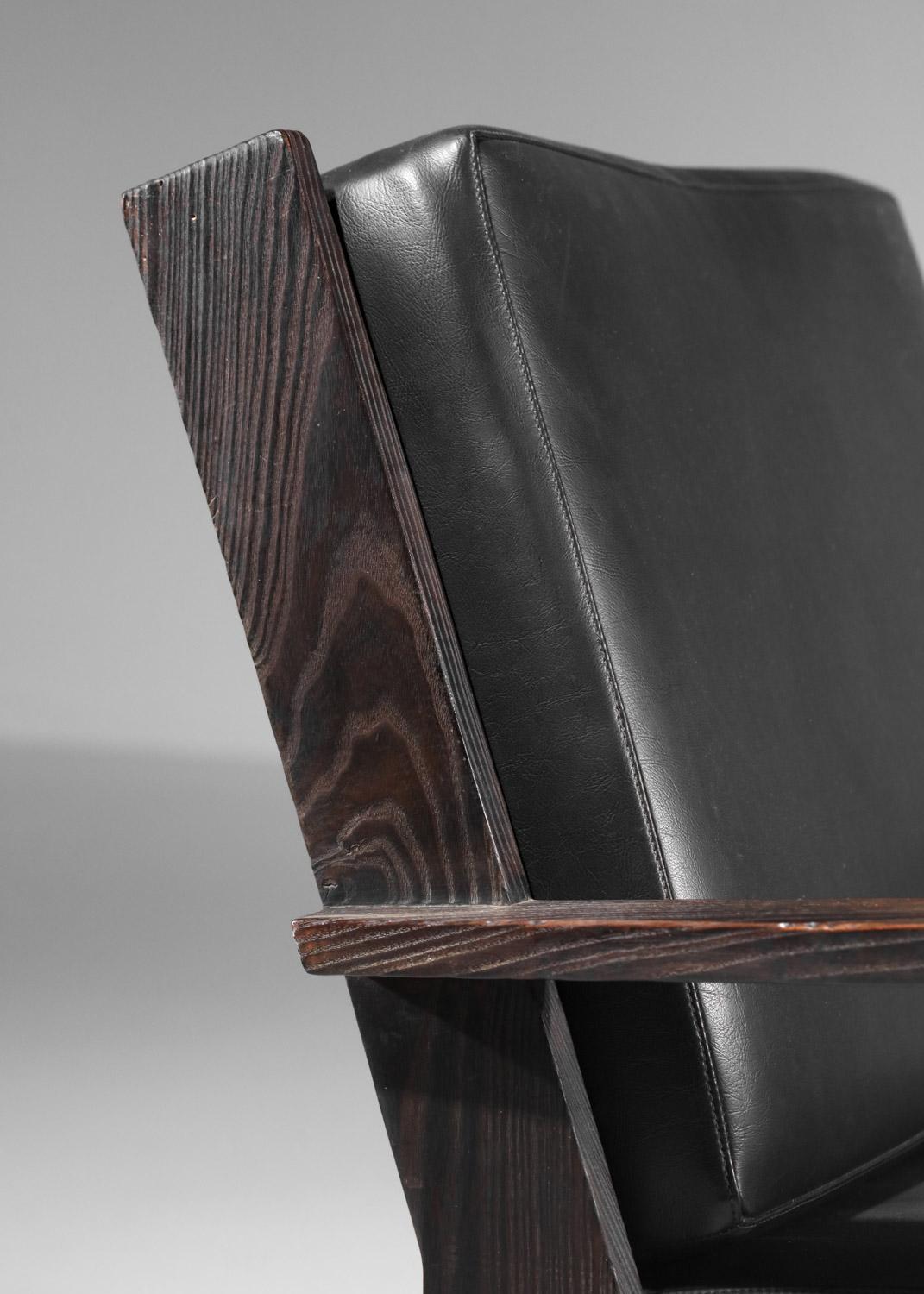 60's brushed pine armchair by Castro For Sale 9
