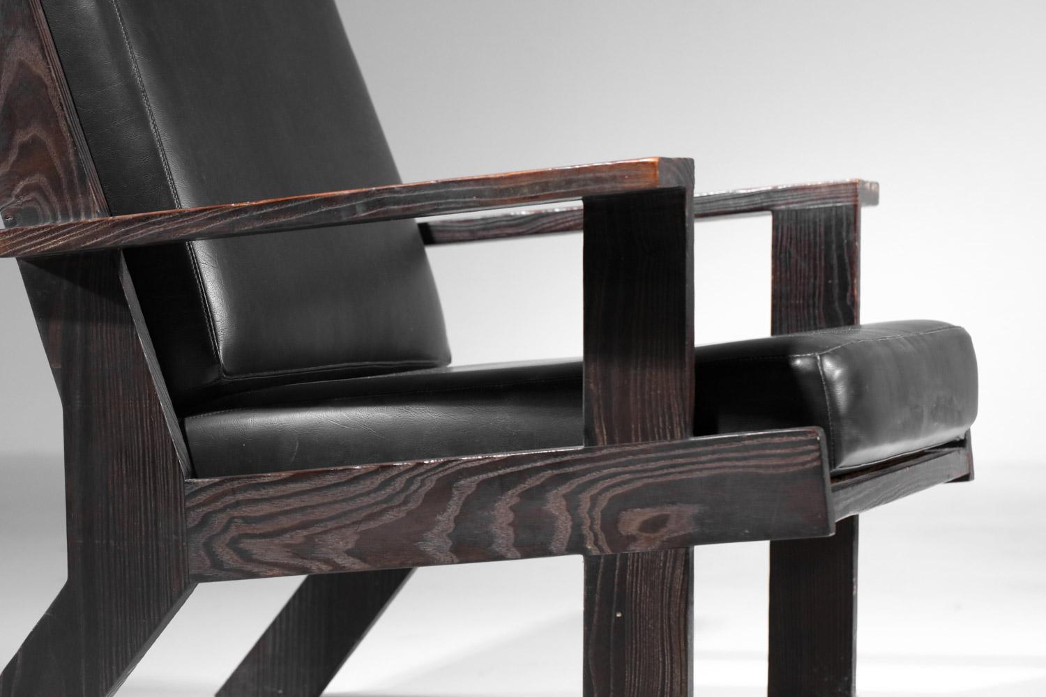 60's brushed pine armchair by Castro For Sale 10