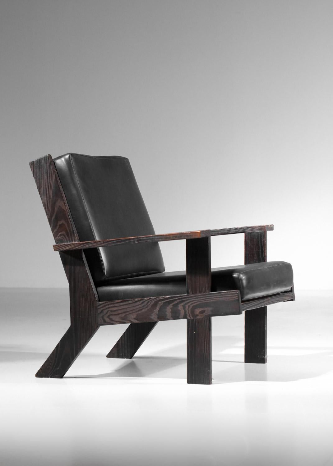 60's brushed pine armchair by Castro For Sale 12