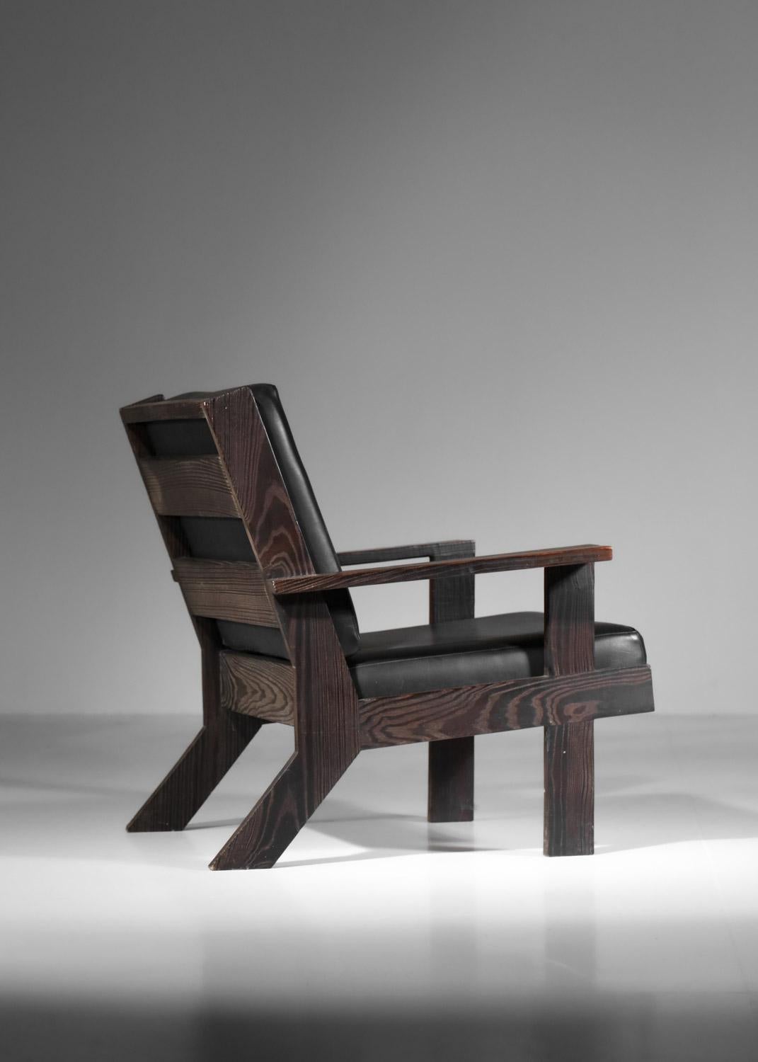 Mid-20th Century 60's brushed pine armchair by Castro For Sale