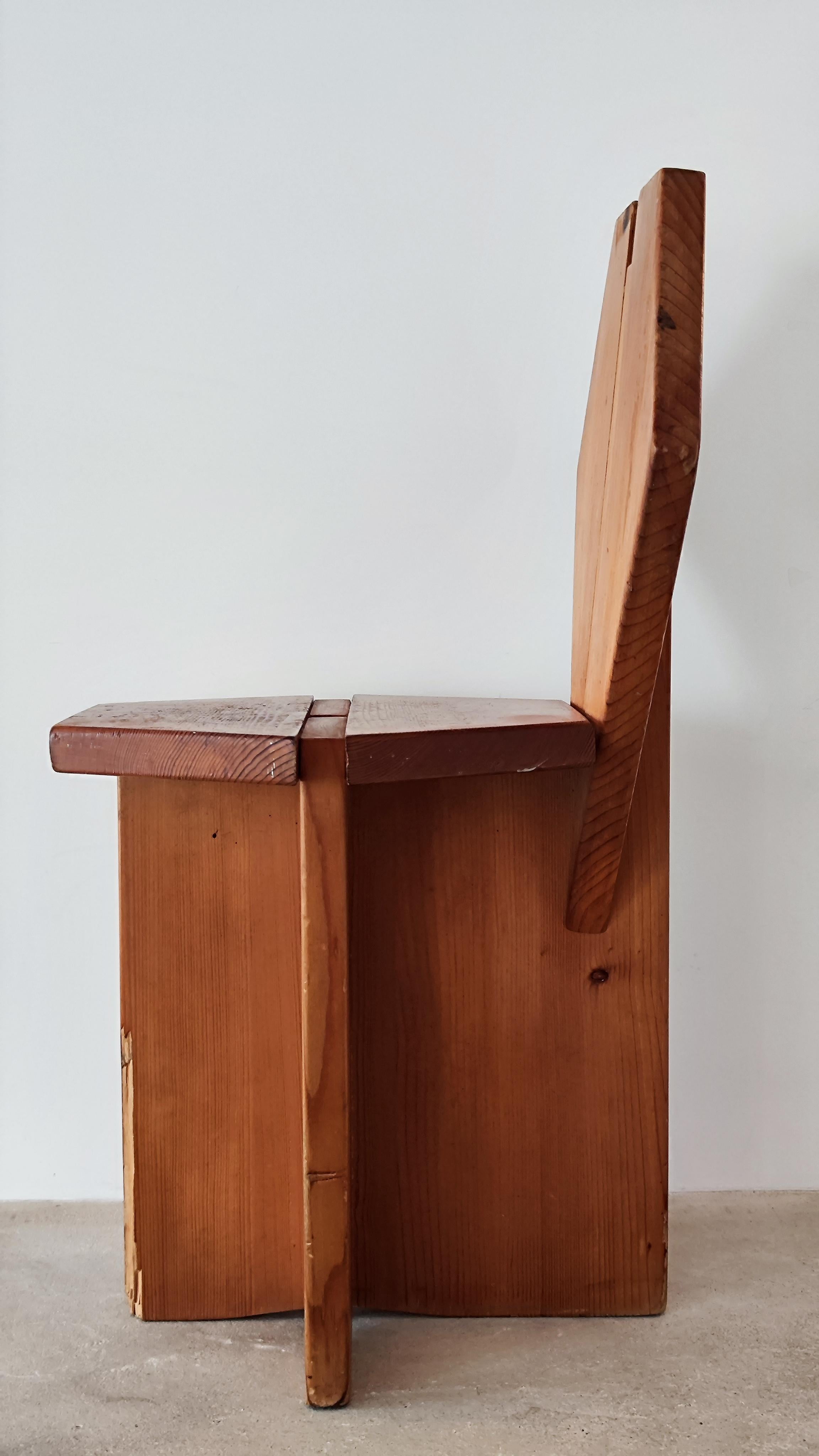 60s brutalist pine chair, France, Méribel - René Martin for Charlotte Perriand 6