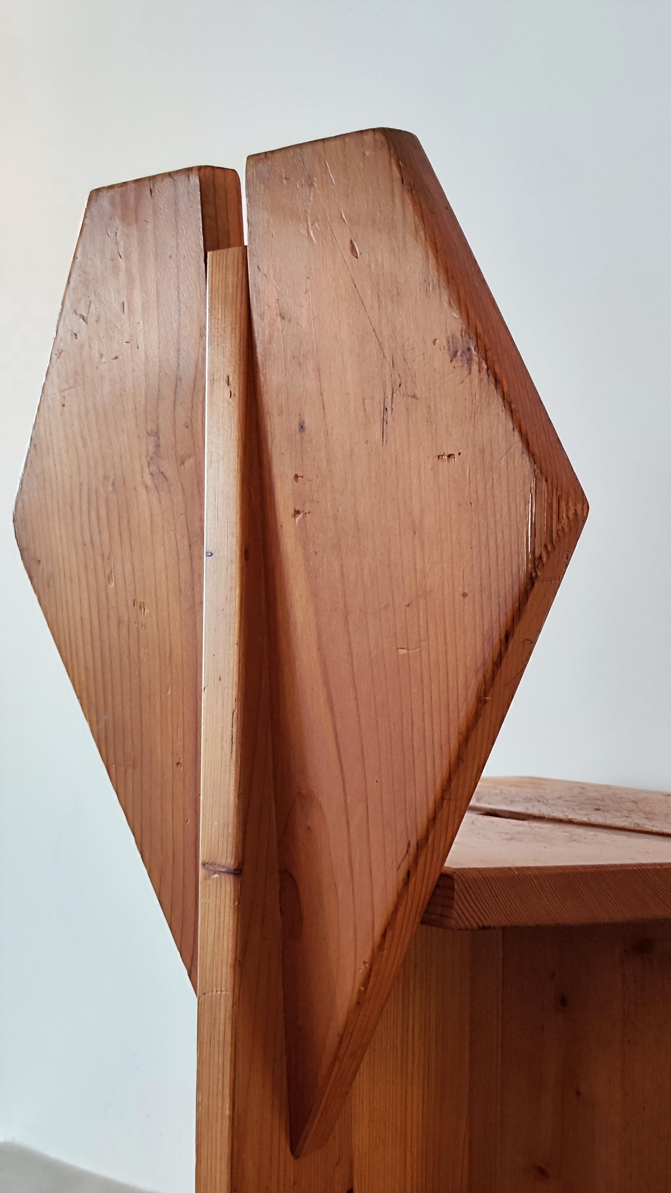 60s brutalist pine chair, France, Méribel - René Martin for Charlotte Perriand 10