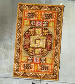60's CASPIAN Channik Wool Kazak Caucasian UNUSED Rya Rug Mid Century Modern