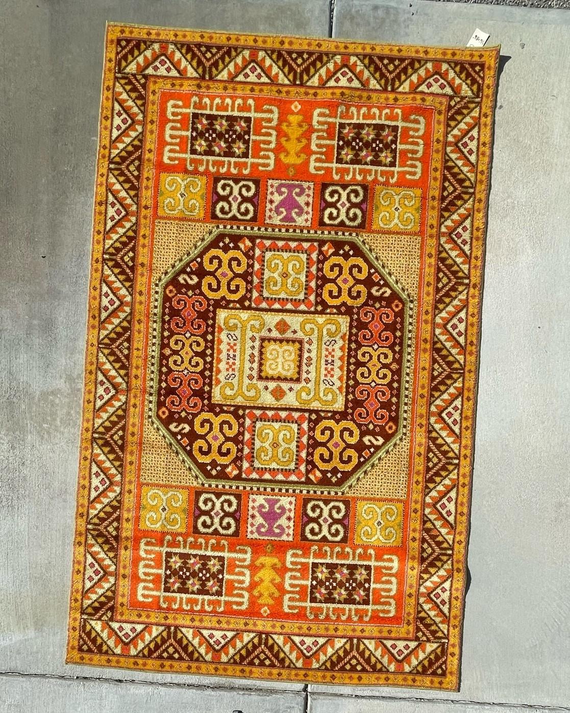 Britannique Tapis Rya caucasien Channik Kazak moderne mi-siècle des années 60 en vente