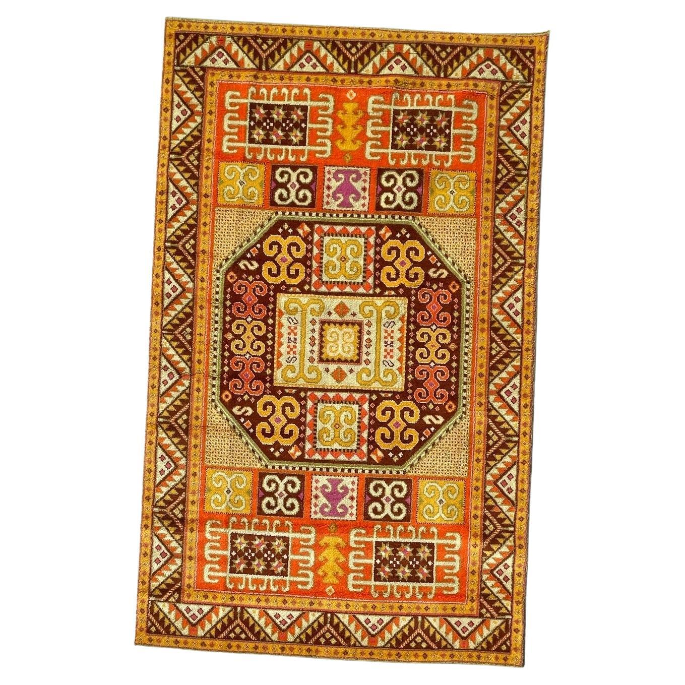 Tapis Rya caucasien Channik Kazak moderne mi-siècle des années 60