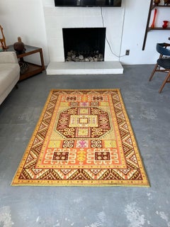 60s CASPIAN, Octagon Loop Pile, UNUSED, Mid Century Modern, Caucasian Kazak Rug