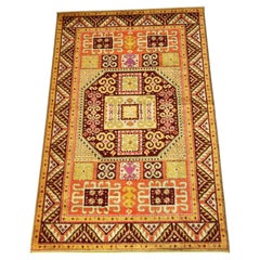 60s CASPIAN Octagon Loop Pile Wool UNUSED Mid Century Modern Caucasian Kazak Rug