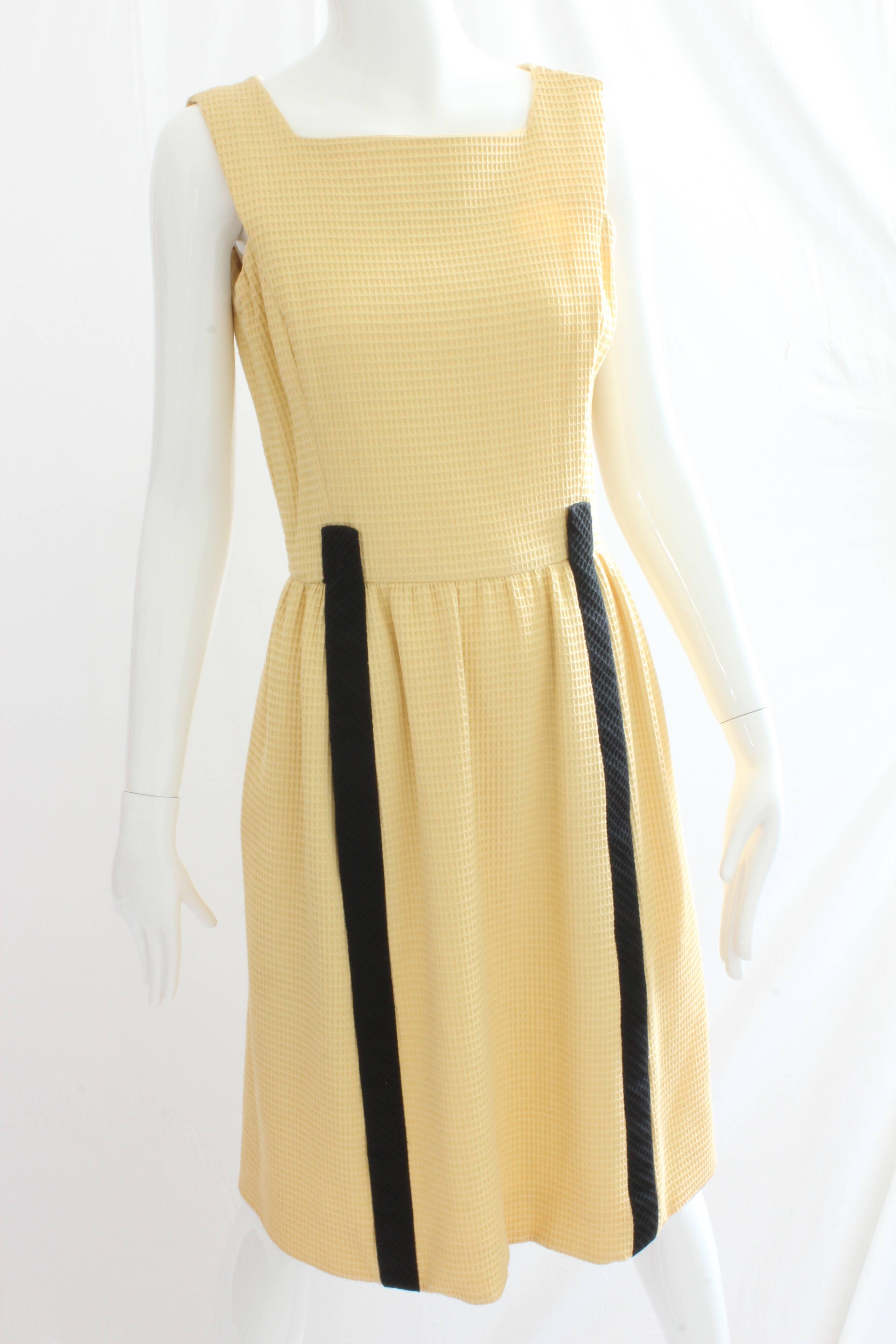 60s Chester Weinberg Jacket and Dress Ensemble 2pc Set Yellow Honeycomb Fabric S 1