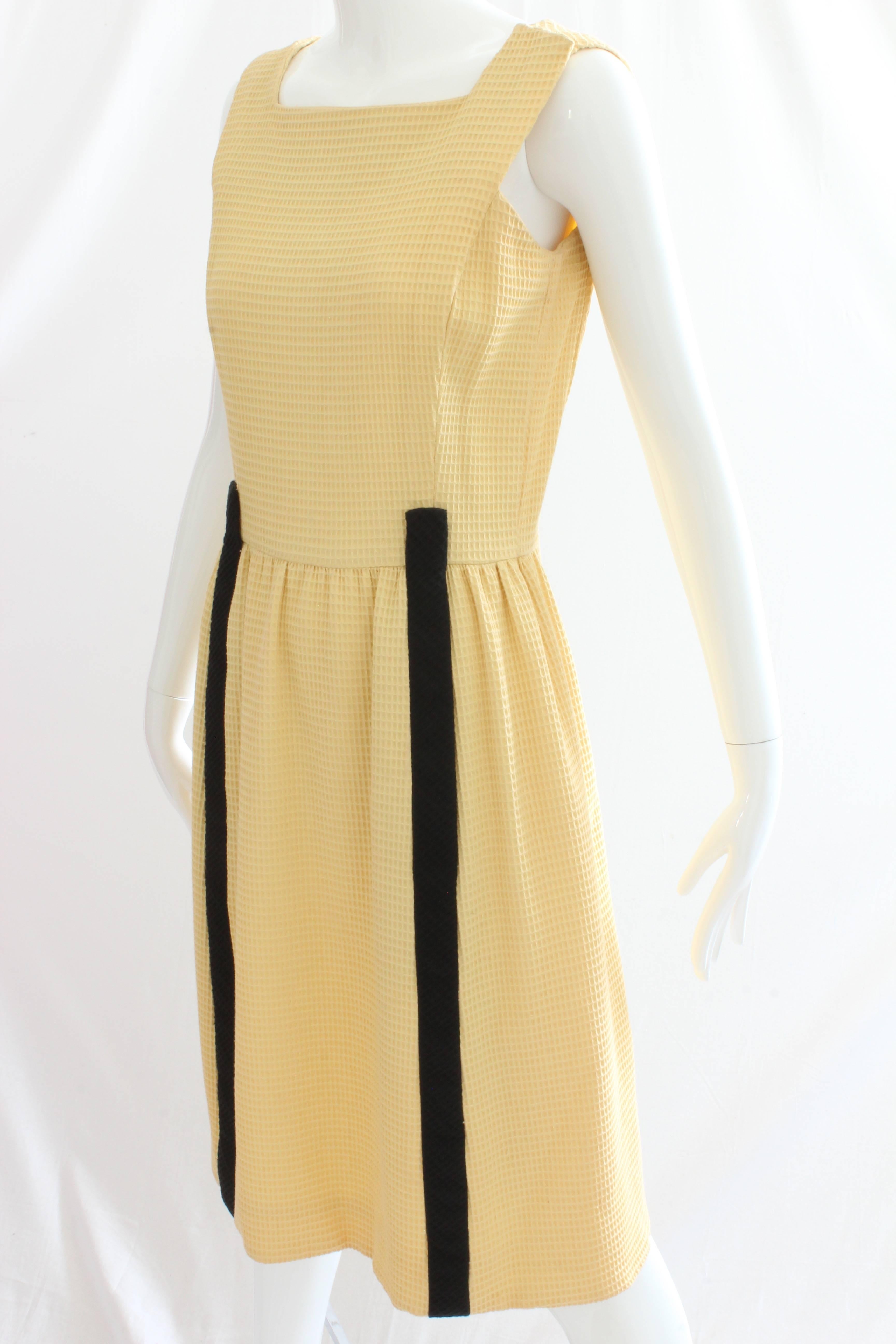 60s Chester Weinberg Jacket and Dress Ensemble 2pc Set Yellow Honeycomb Fabric S 2