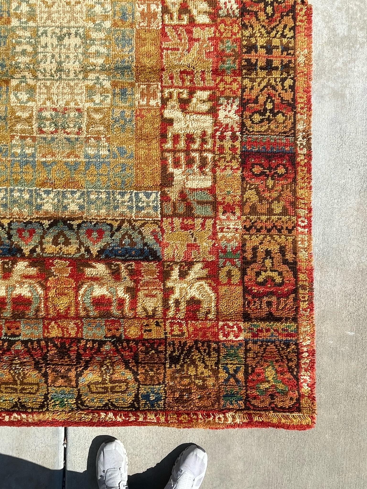 Lana Tappeto anni '60 COMPACT CARPET Smyrna Overall Bakhtiyari UNUSED MCM Rya Rug SPAGNA in vendita