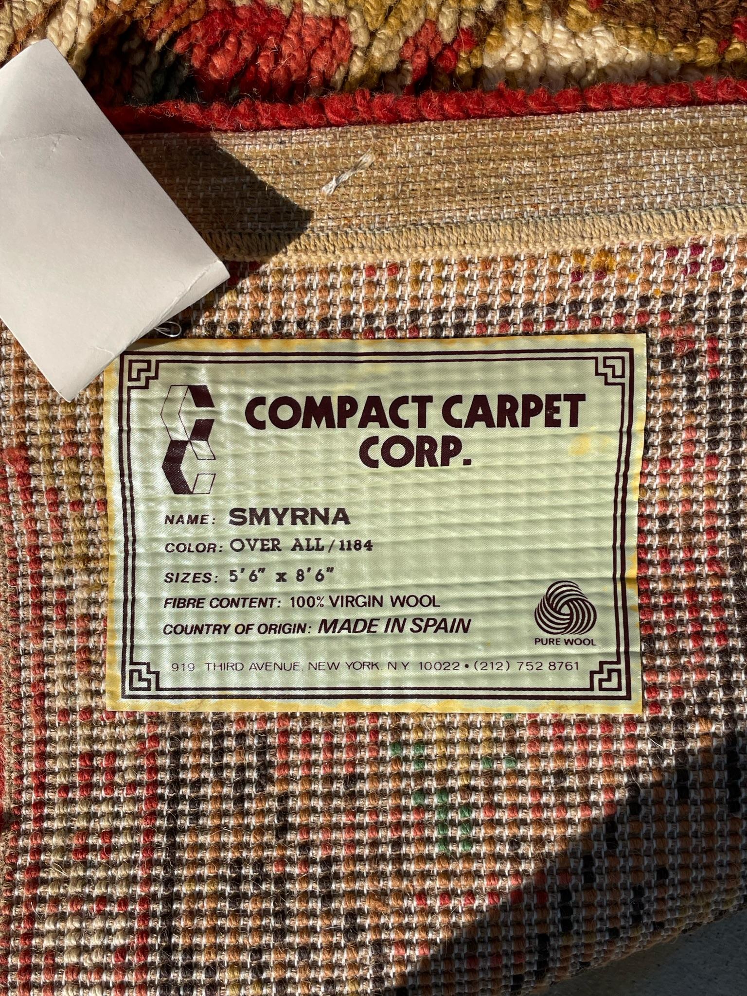 Tappeto anni '60 COMPACT CARPET Smyrna Overall Bakhtiyari UNUSED MCM Rya Rug SPAGNA in vendita 1