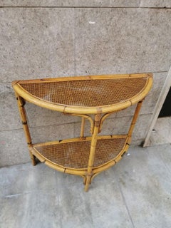 1960s Console in Bamboo and Rattan
