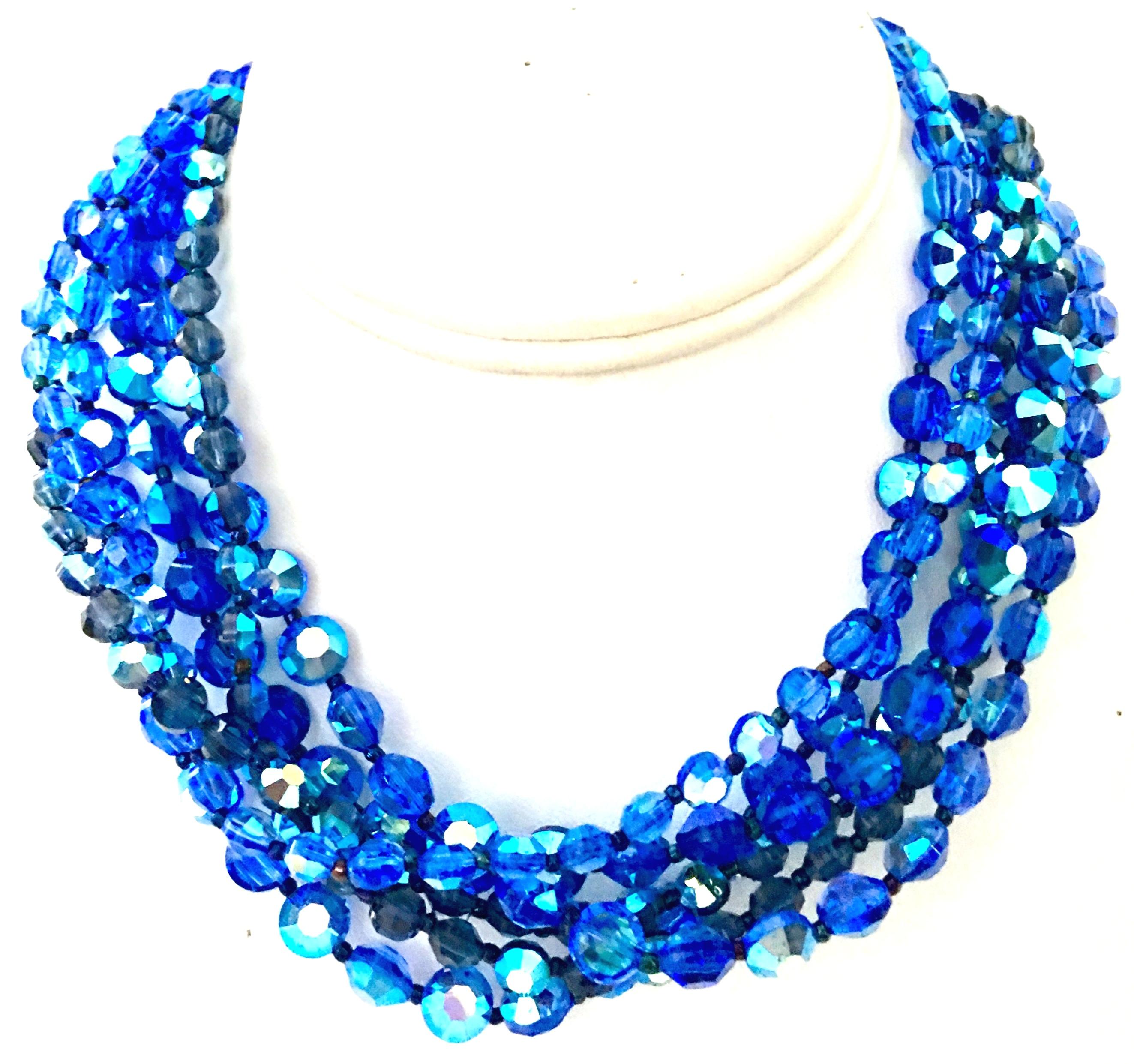 60'S Coppola E Toppo Style Five Strand Venetian Glass Bead Necklace In Good Condition In West Palm Beach, FL
