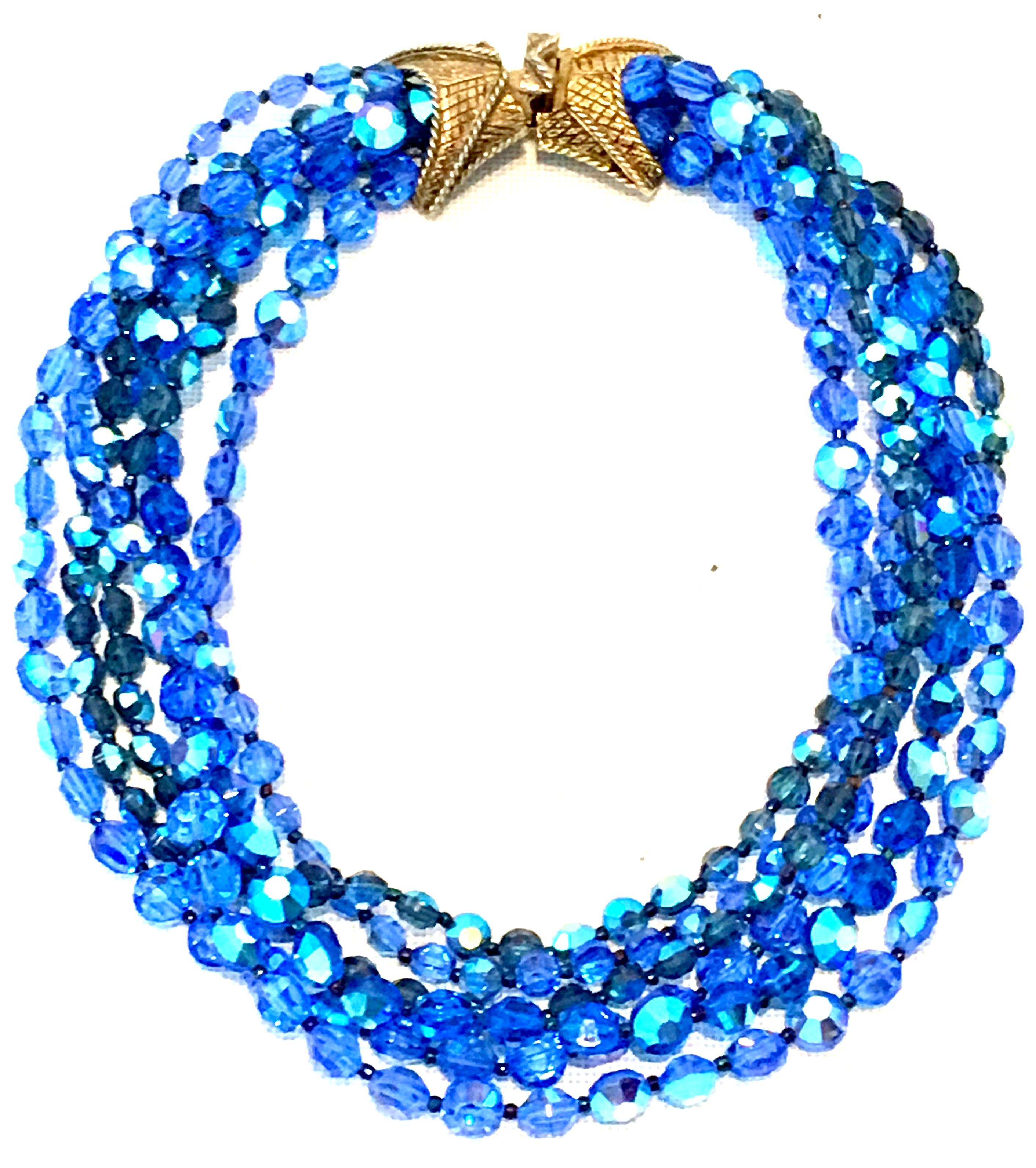 Women's or Men's 60'S Coppola E Toppo Style Five Strand Venetian Glass Bead Necklace