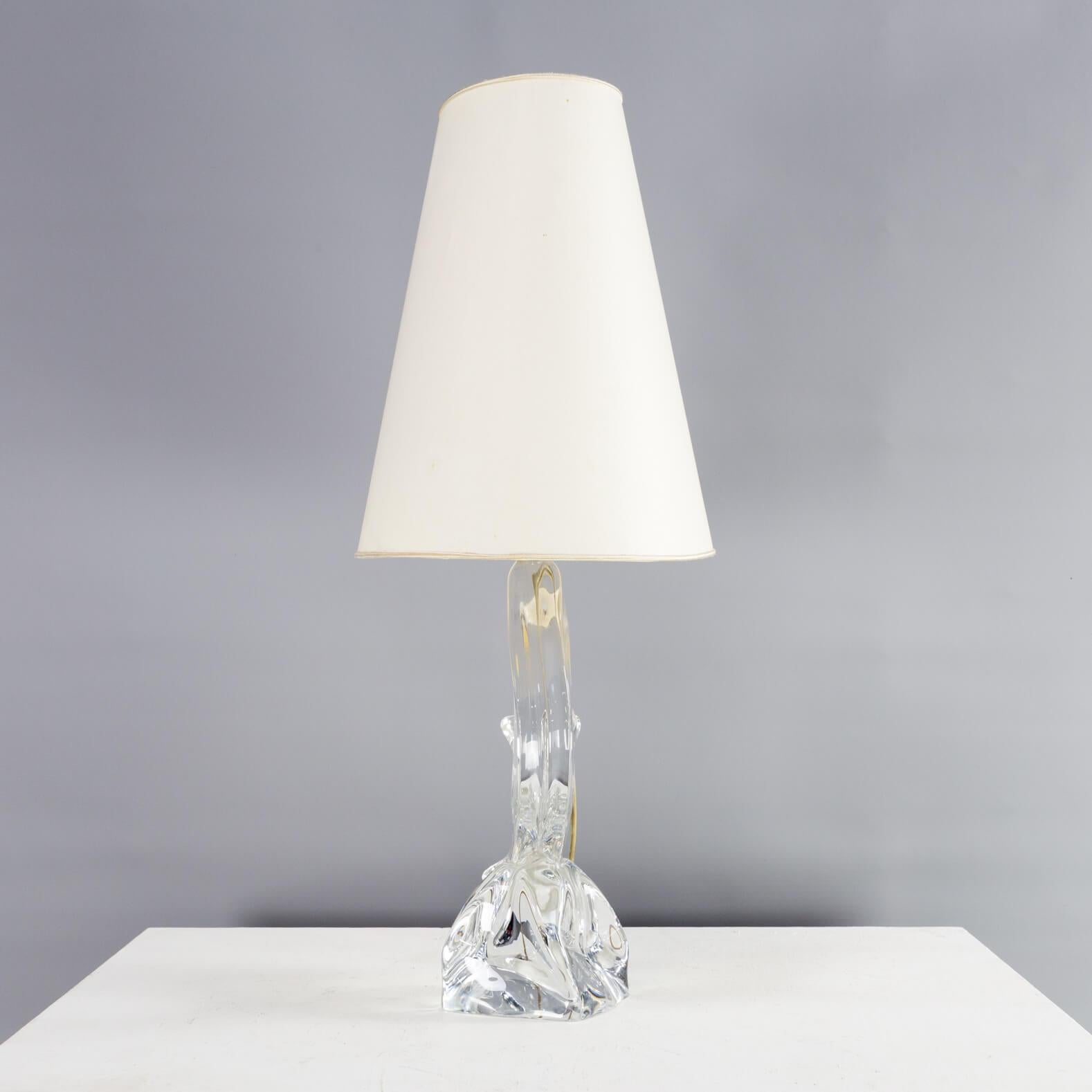 1960s Crystal art table lamp for Daum France For Sale 1