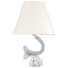 1960s Crystal art table lamp for Daum France