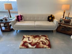 Tappeto Dania Taepper astratto in lana anni '60, non usato, moderno danese, onde, metà del secolo scorso