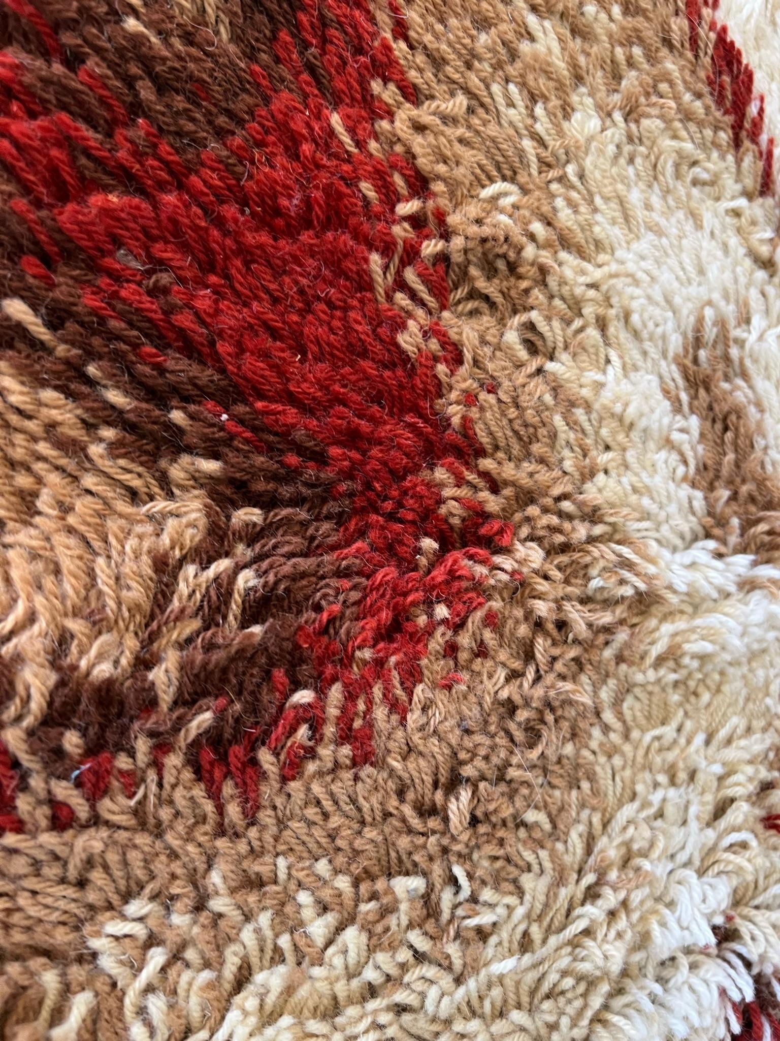 60's DANIA TAEPPER Abstract Wool UNUSED Modern Danish Rya Rug Waves Mid Century For Sale 4