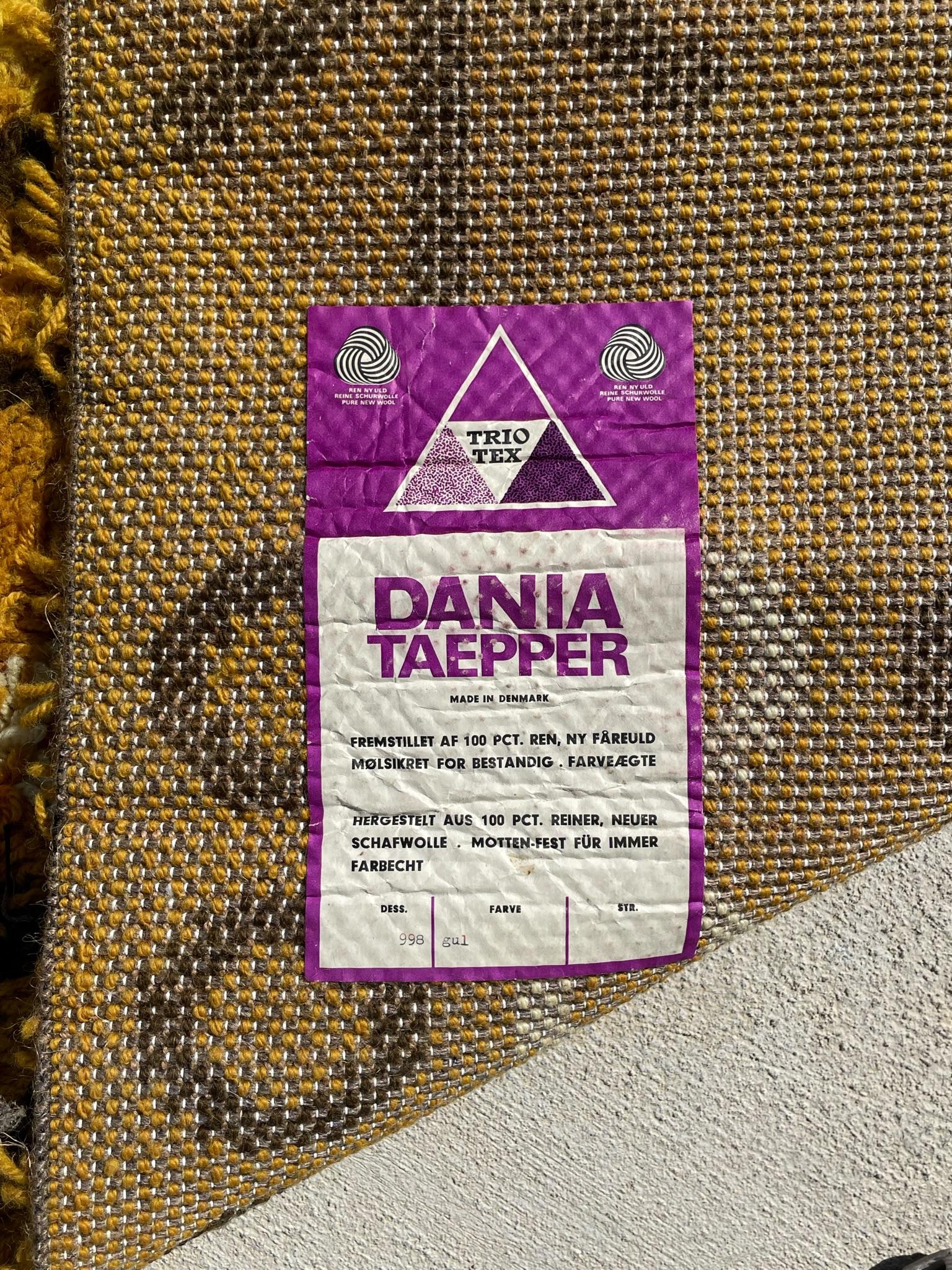 Lana Tappeto anni '60 Dania Taepper Circles Snow Flakes INUTILE Tappeto danese Rya 5'7