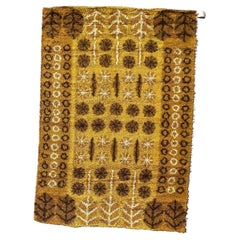 60's DANIA TAEPPER Circles Snow Flakes UNUSED Danish Rya Rug 5'7" x 8'2" MCM