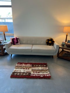 60's DANIA TAEPPER Geometric Wool UNUSED Mid Century Rya Danish Rug Brown Modern