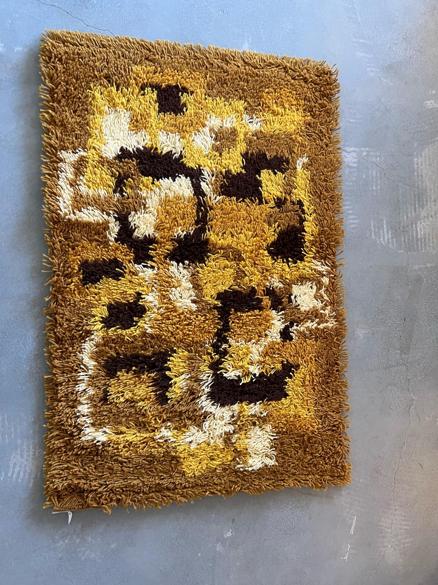 60er Jahre DANIA TAEPPER Mid Century Modern UNUsed Dänischer Rya-Teppich Multiple Squares, Multiple Squares im Zustand „Hervorragend“ im Angebot in Los Angeles, US
