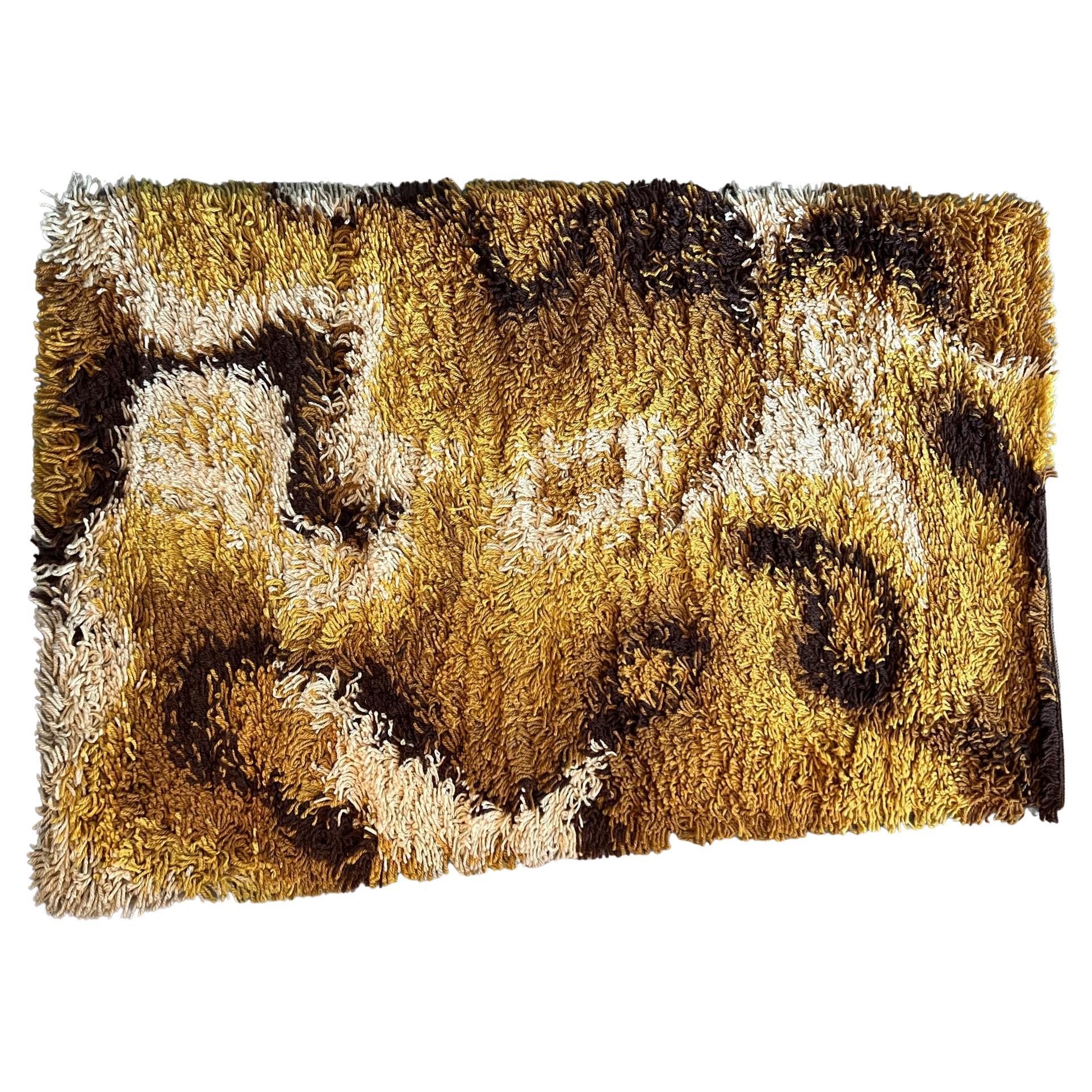 60's DANIA TAEPPER Waves UNUSED Abstract Danish Rya Rug Mid Century Modern