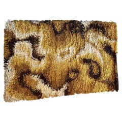 60's DANIA TAEPPER Waves UNUSED Abstract Danish Rya Rug Mid Century Modern