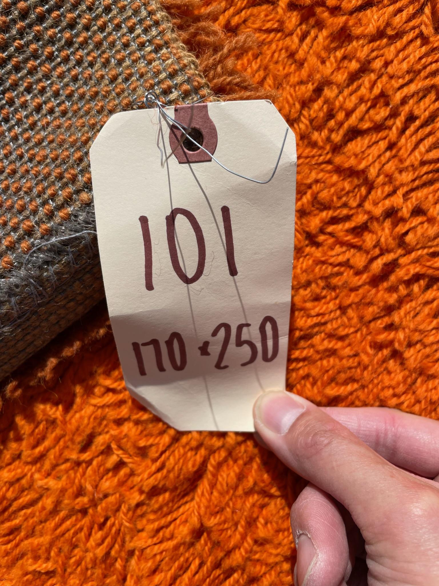 60's DANIA TAEPPER Yellow Orange Circle UNUSED Modern Danish Rya Rug Mid Century For Sale 4