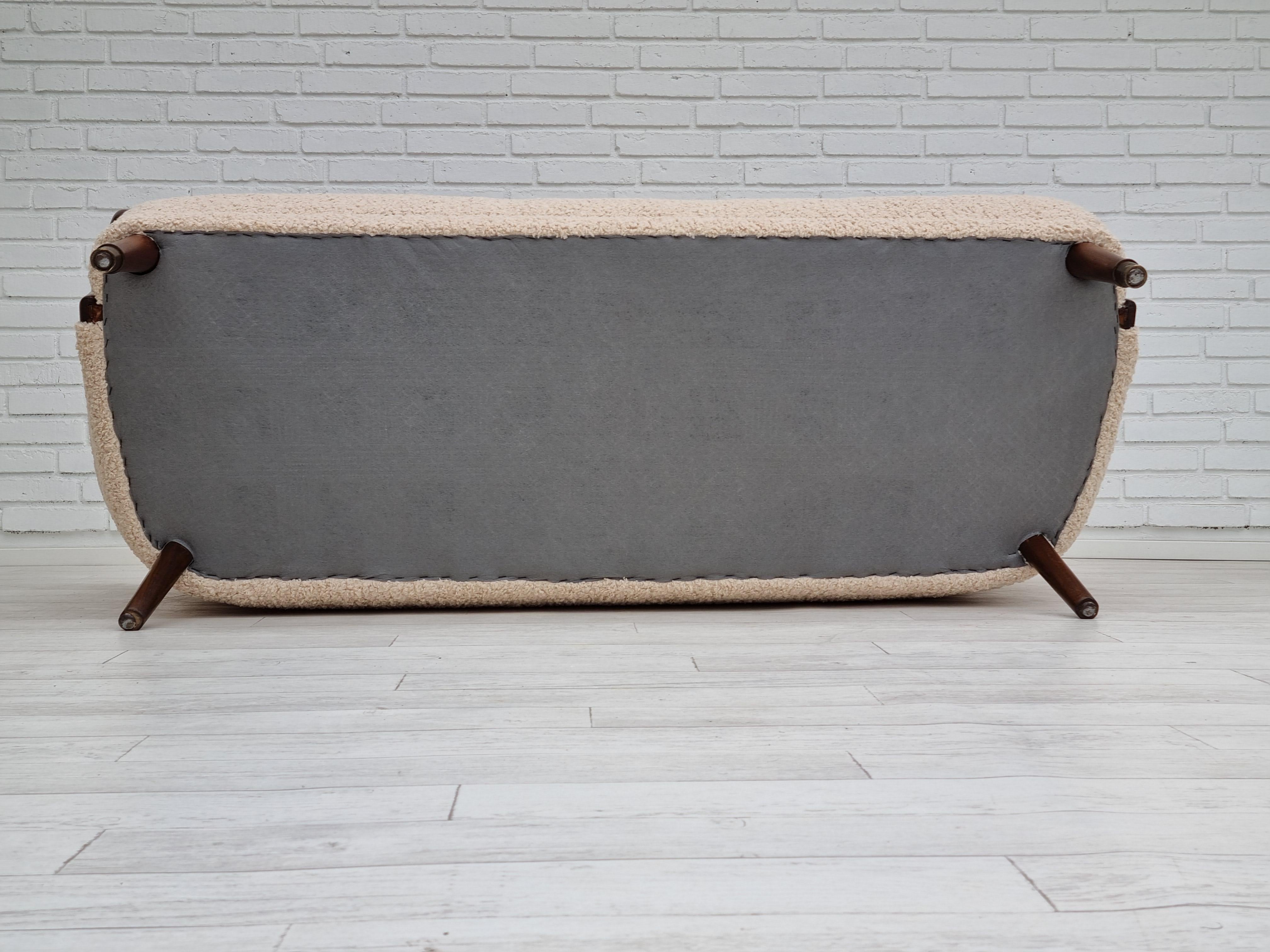 60s, Danish Design by Alfred Christensen, Refurbished 3-Person Sofa, Lambskin 2