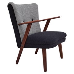 Fauteuil remis à neuf, design danois par Erhardsen & Andersen, meuble en laine, années 60