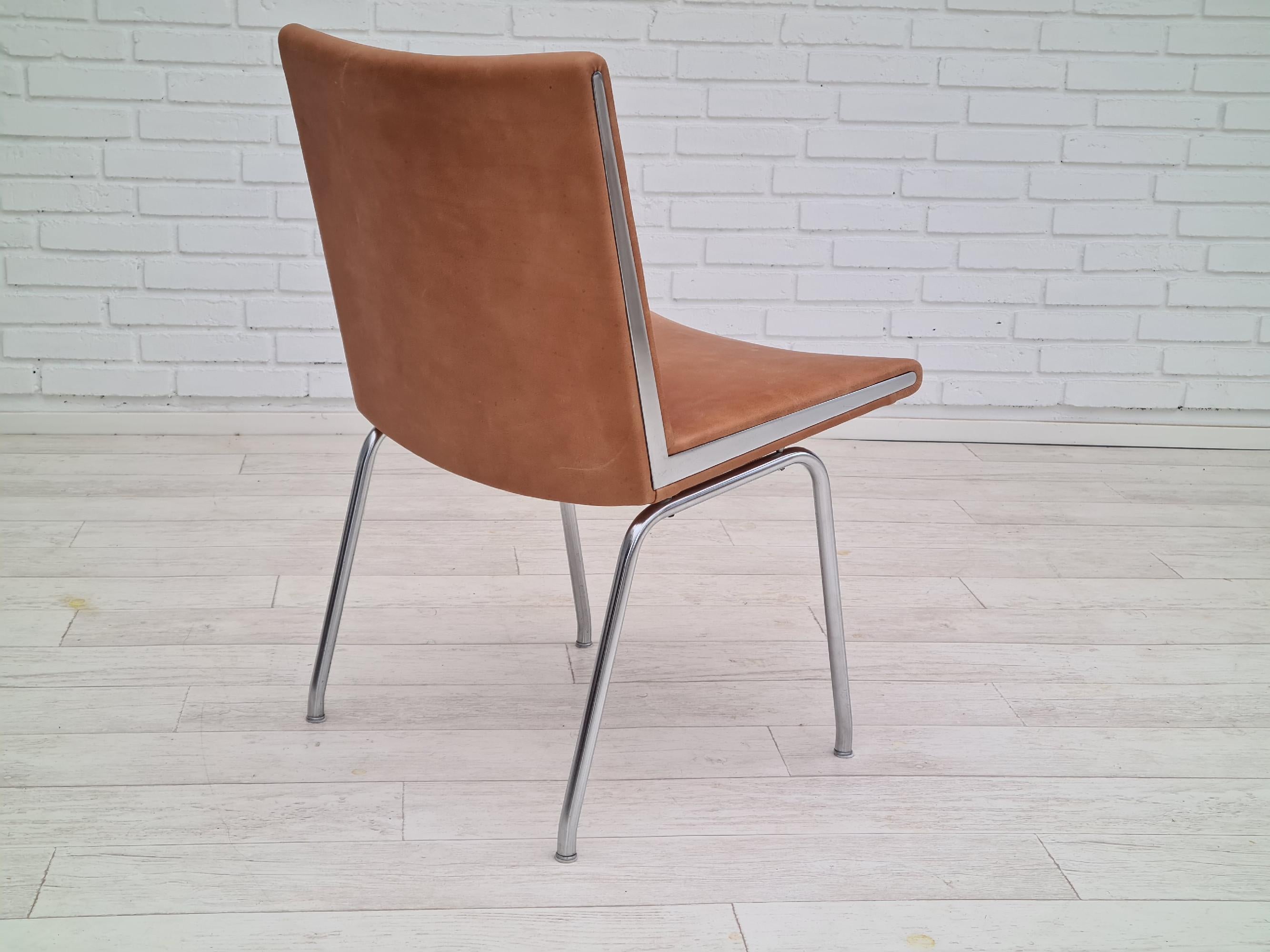 60er Jahre, dnisches Design von H.J. Wegner, Stuhl Ap38, komplett restauriert, Leder (Edelstahl) im Angebot