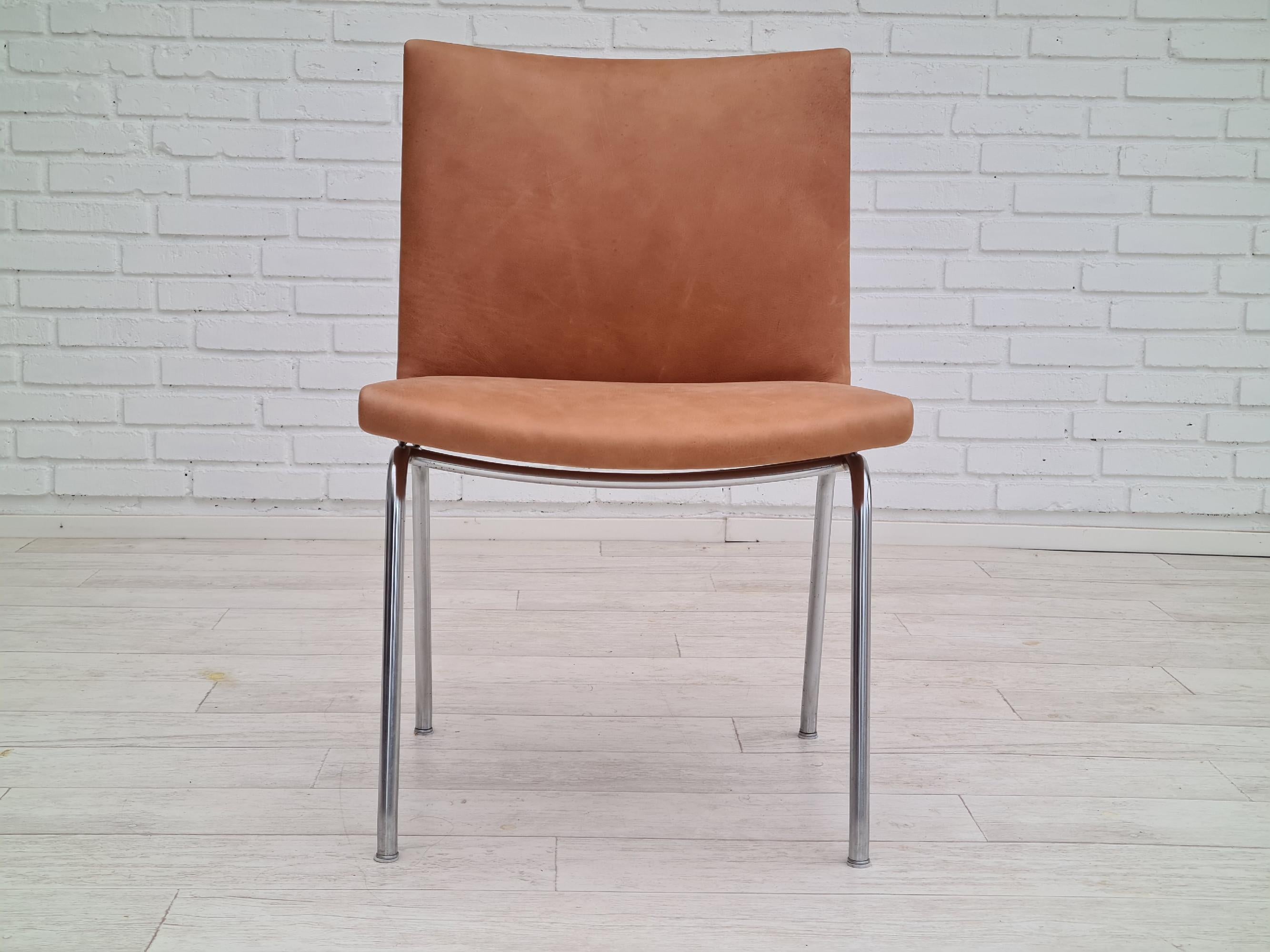 60er Jahre, dnisches Design von H.J. Wegner, Stuhl Ap38, komplett restauriert, Leder im Angebot 3