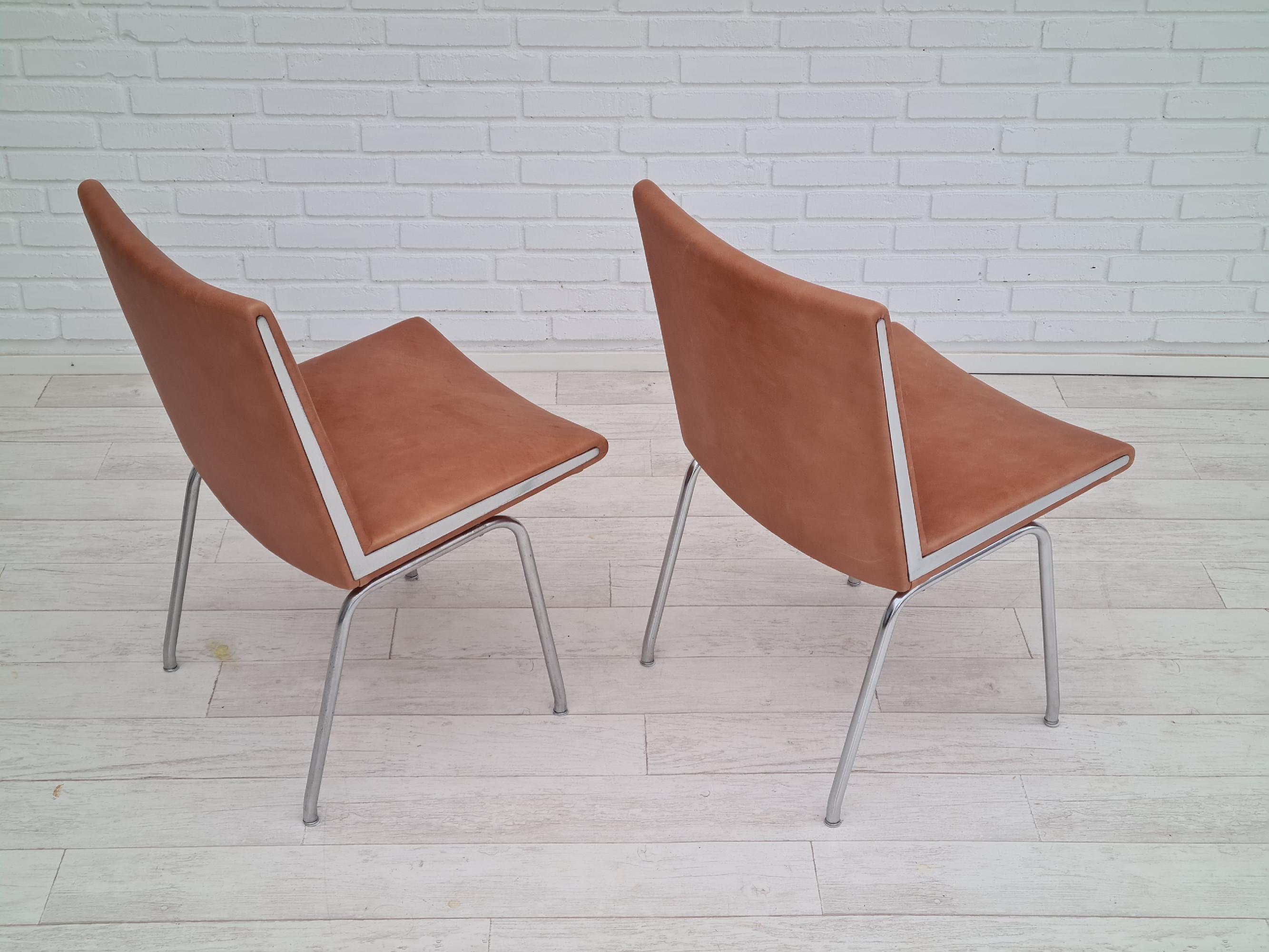 60s, Danish Design by H.J.Wegner, Chair Ap38, Completely Restored, Leather In Excellent Condition For Sale In Tarm, 82