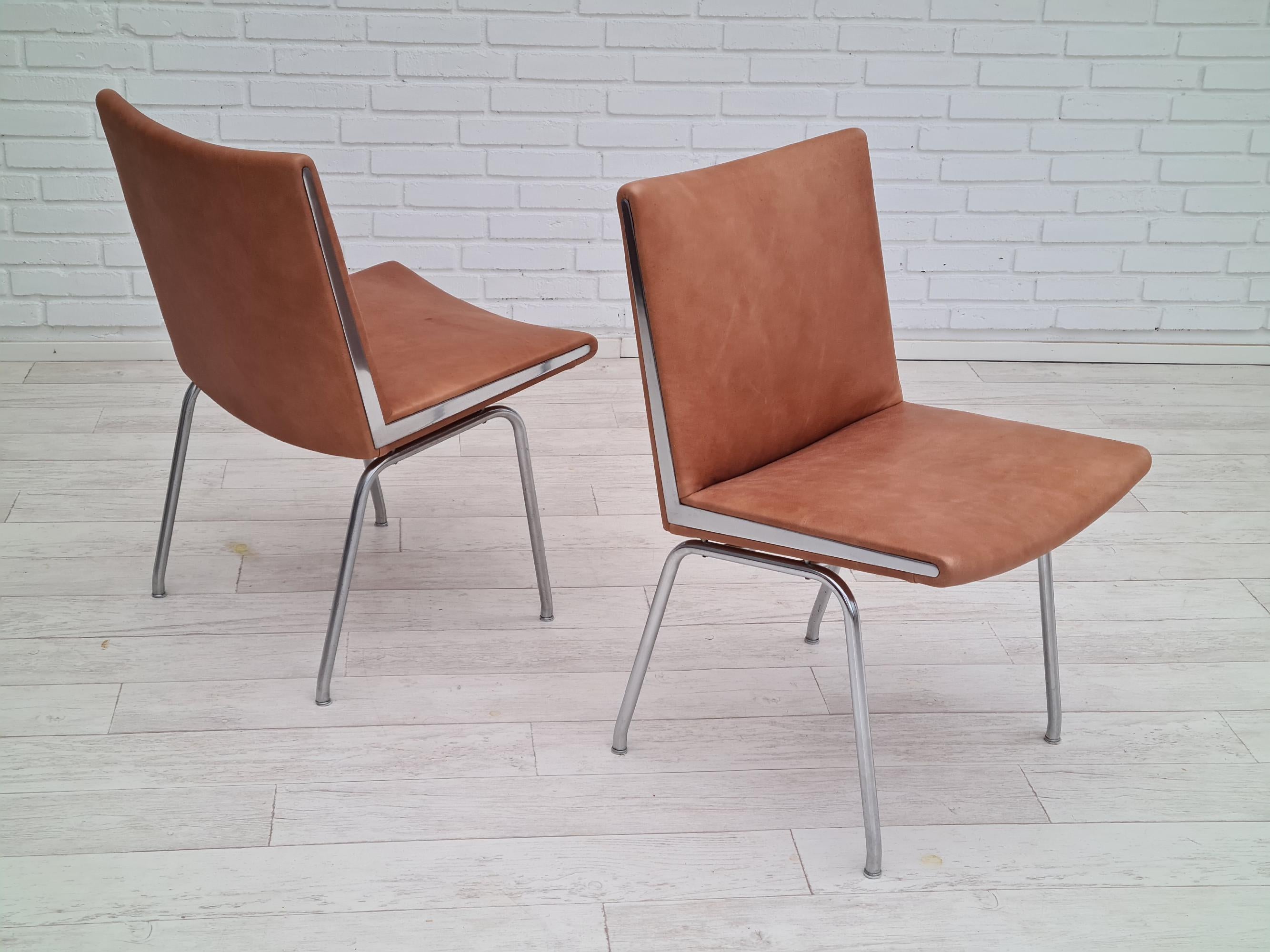 Mid-20th Century 60s, Danish Design by H.J.Wegner, Chair Ap38, Completely Restored, Leather For Sale