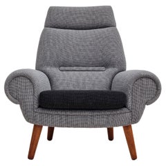 années 60, design danois de Kurt Østervig, fauteuil à dossier haut, modèle 14, laine, teck
